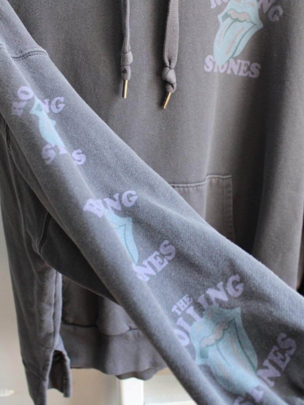 American Eagle-Rolling Stones Graphic Oversized Hoodie Gray Size Large - Picture 7 of 8